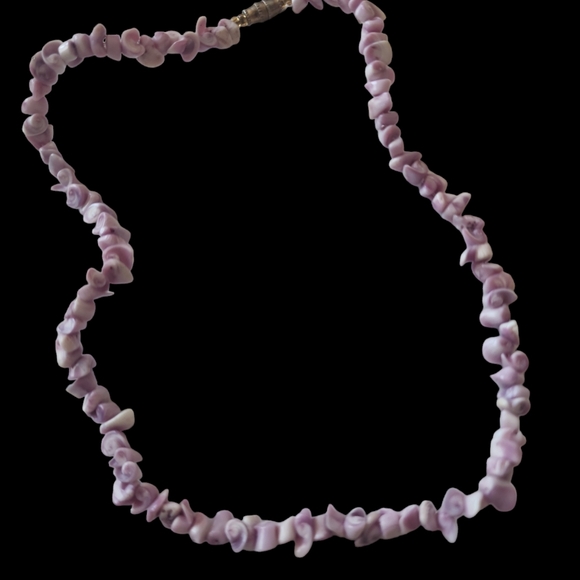 Dainty Purple Shell Bead Necklace & bracelet set - Picture 2 of 4
